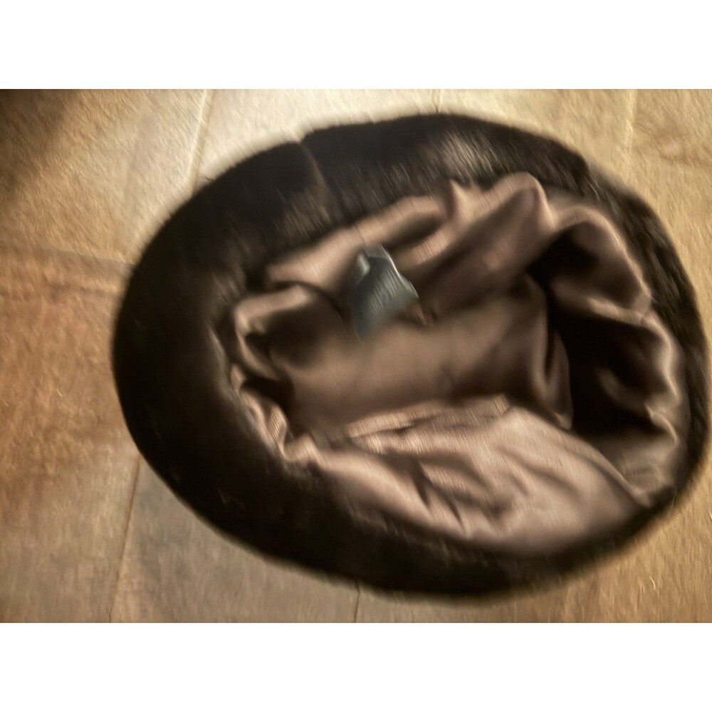 Vintage Kenneth Cole Reaction Dark Brown Faux Fur Beret Satin Lined One Size - Picture 3 of 5